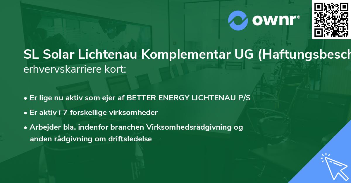SL Solar Lichtenau Komplementar UG (Haftungsbeschränkt)'s erhvervskarriere kort
