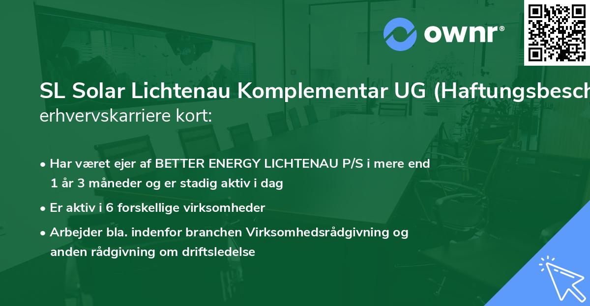 SL Solar Lichtenau Komplementar UG (Haftungsbeschränkt)'s erhvervskarriere kort