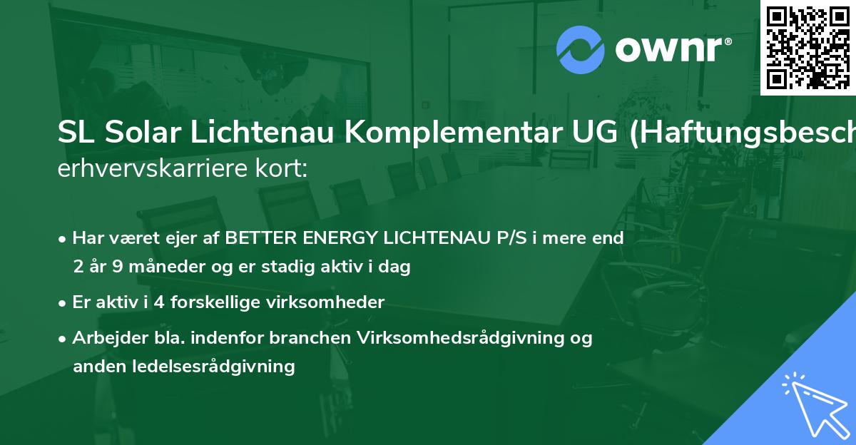 SL Solar Lichtenau Komplementar UG (Haftungsbeschränkt)'s erhvervskarriere kort