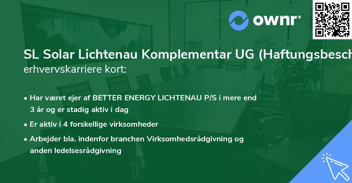 SL Solar Lichtenau Komplementar UG (Haftungsbeschränkt)'s erhvervskarriere kort