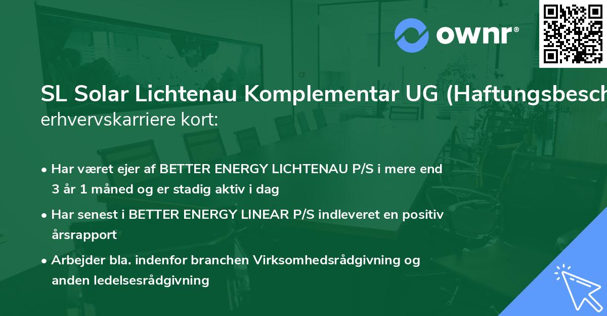 SL Solar Lichtenau Komplementar UG (Haftungsbeschränkt)'s erhvervskarriere kort