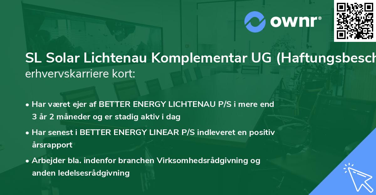SL Solar Lichtenau Komplementar UG (Haftungsbeschränkt)'s erhvervskarriere kort