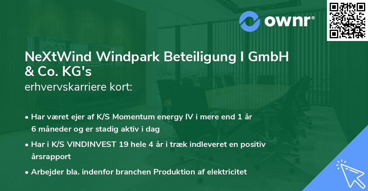 NeXtWind Windpark Beteiligung I GmbH & Co. KG's erhvervskarriere kort