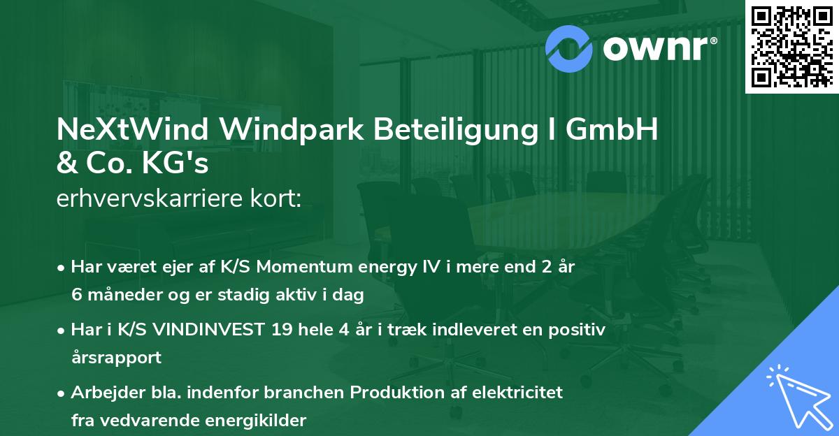 NeXtWind Windpark Beteiligung I GmbH & Co. KG's erhvervskarriere kort