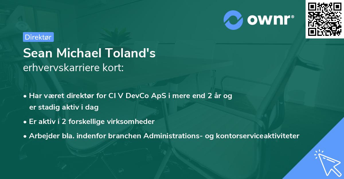 Sean Michael Toland's erhvervskarriere kort