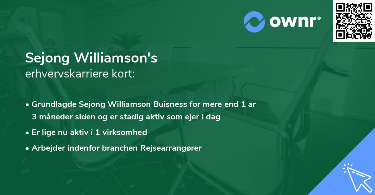 Sejong Williamson's erhvervskarriere kort