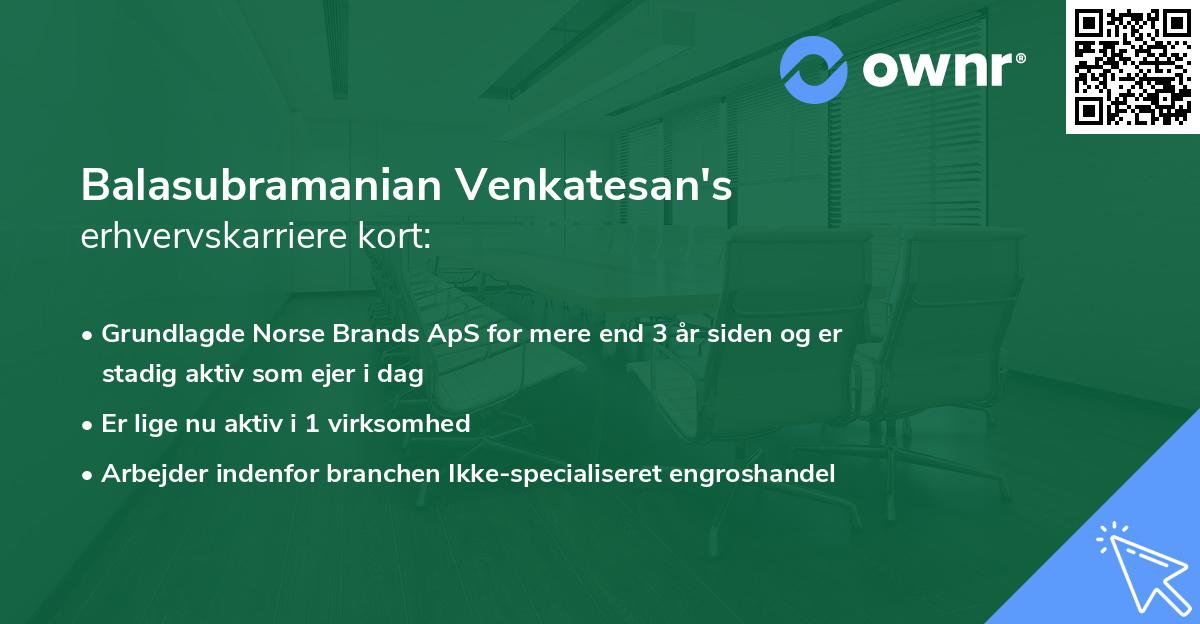 Balasubramanian Venkatesan's erhvervskarriere kort
