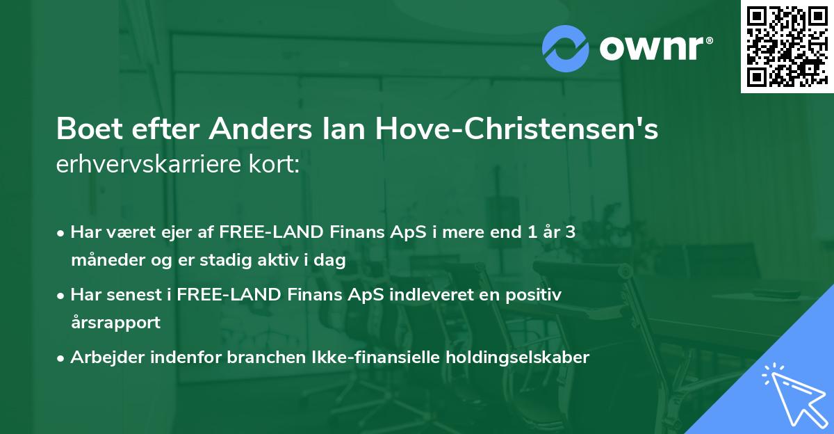 Boet efter Anders Ian Hove-Christensen's erhvervskarriere kort