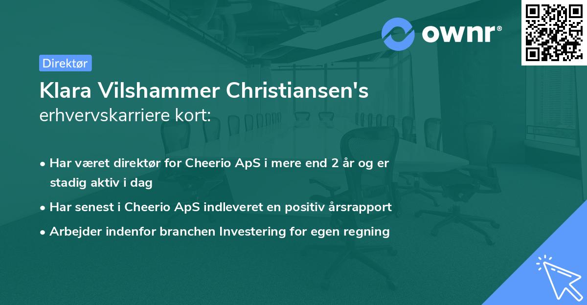 Klara Vilshammer Christiansen's erhvervskarriere kort