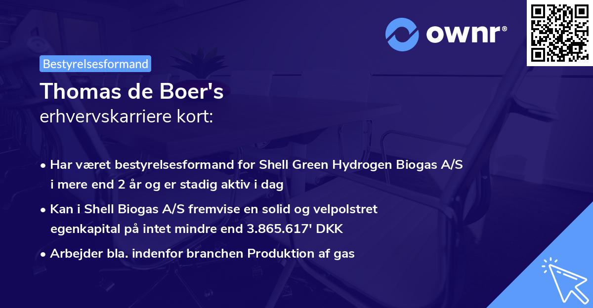 Thomas de Boer's erhvervskarriere kort