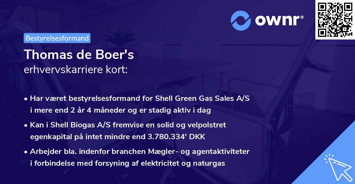 Thomas de Boer's erhvervskarriere kort