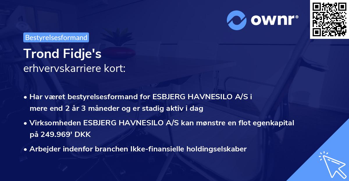 Trond Fidje's erhvervskarriere kort