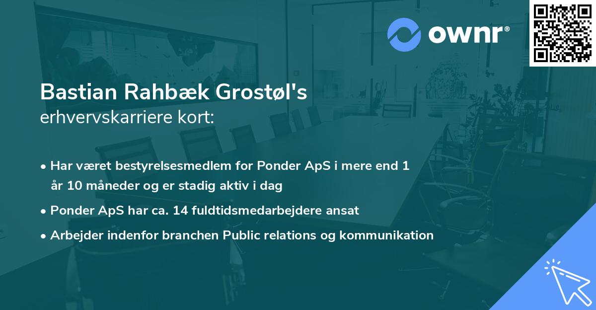 Bastian Rahbæk Grostøl's erhvervskarriere kort