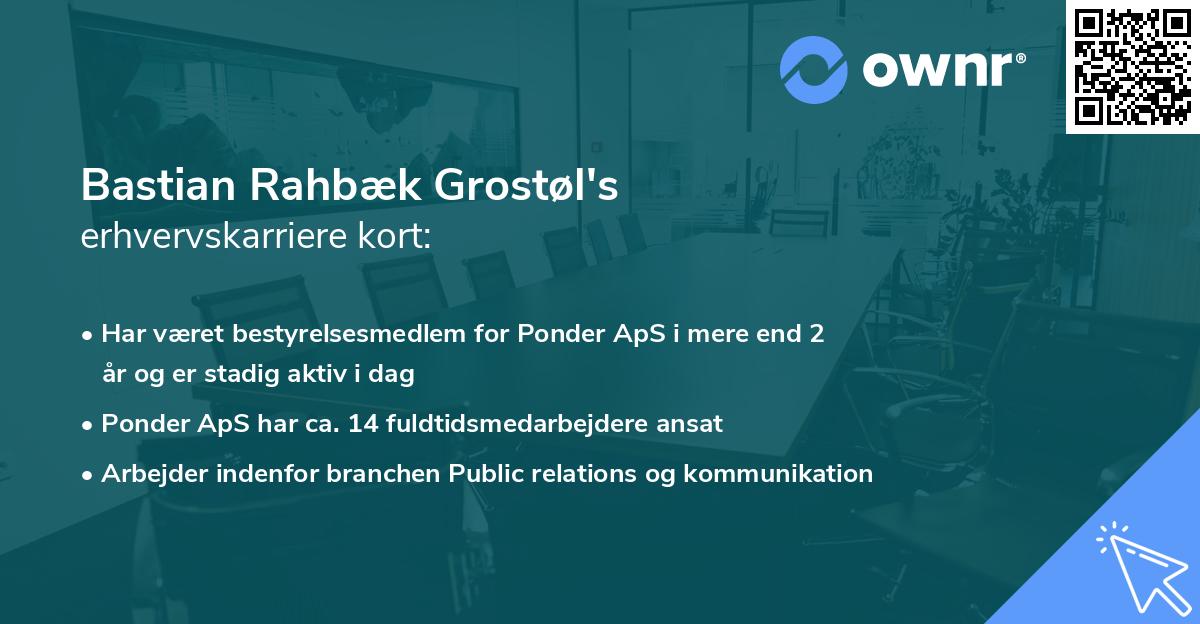 Bastian Rahbæk Grostøl's erhvervskarriere kort