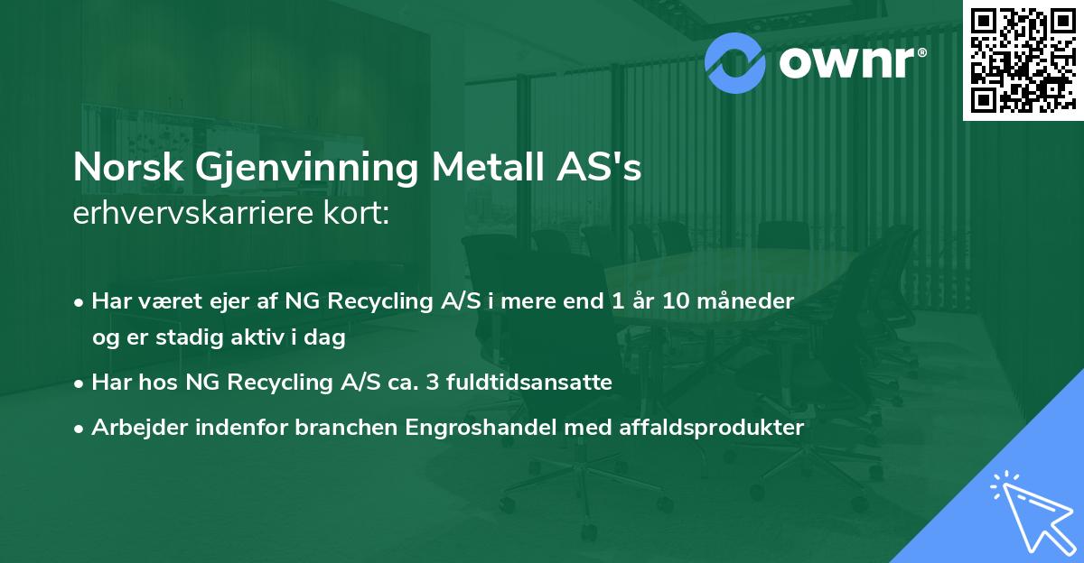 Norsk Gjenvinning Metall AS's erhvervskarriere kort