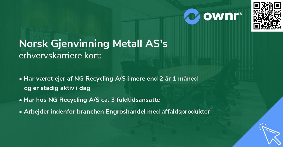 Norsk Gjenvinning Metall AS's erhvervskarriere kort
