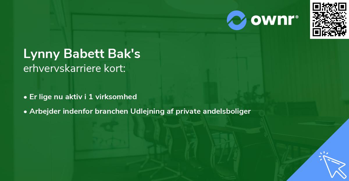 Lynny Babett Bak's erhvervskarriere kort