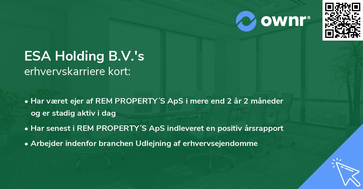 ESA Holding B.V.'s erhvervskarriere kort