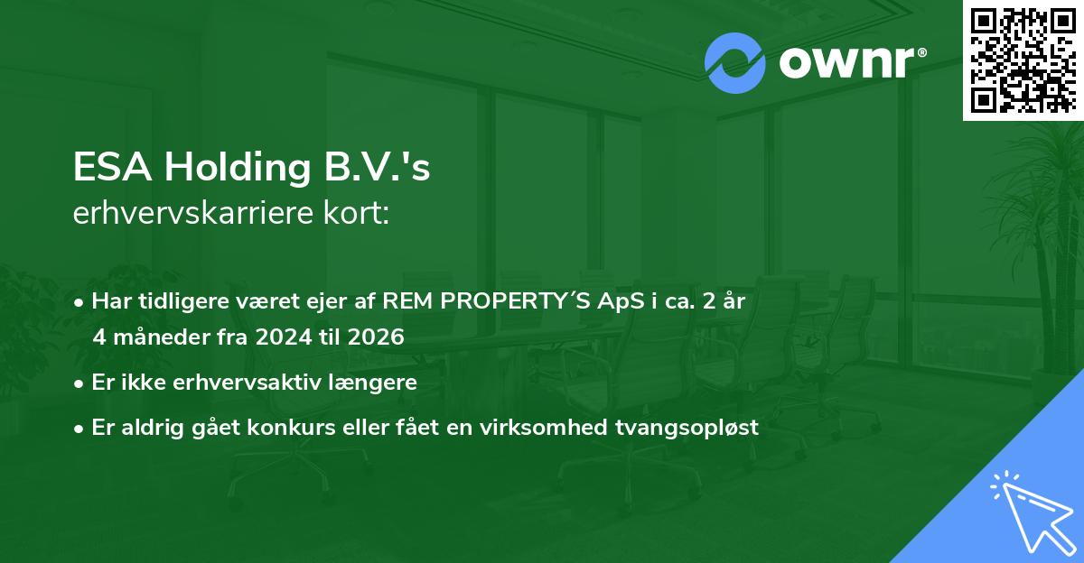 ESA Holding B.V.'s erhvervskarriere kort
