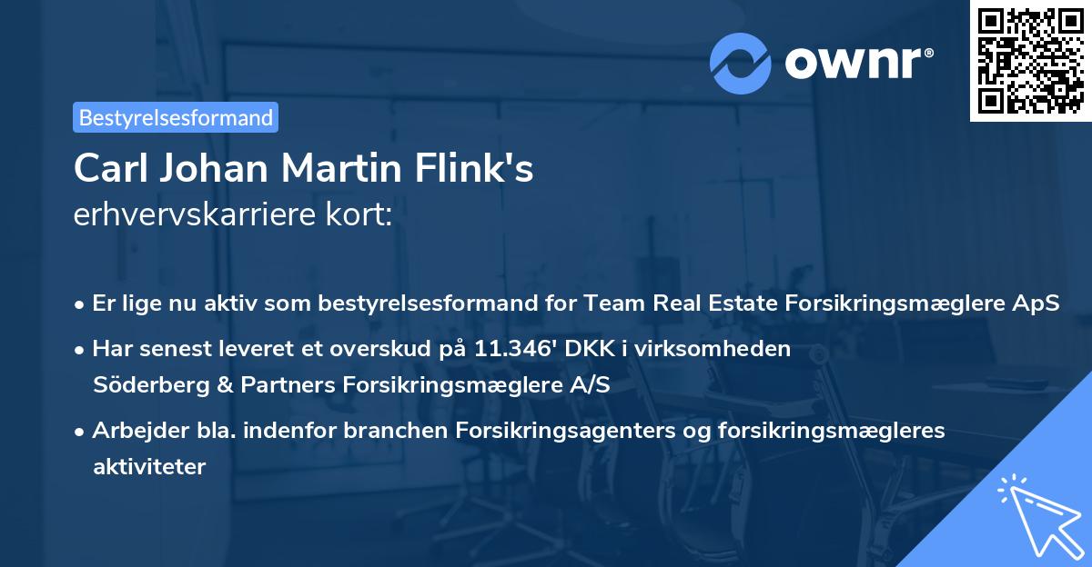 Carl Johan Martin Flink's erhvervskarriere kort