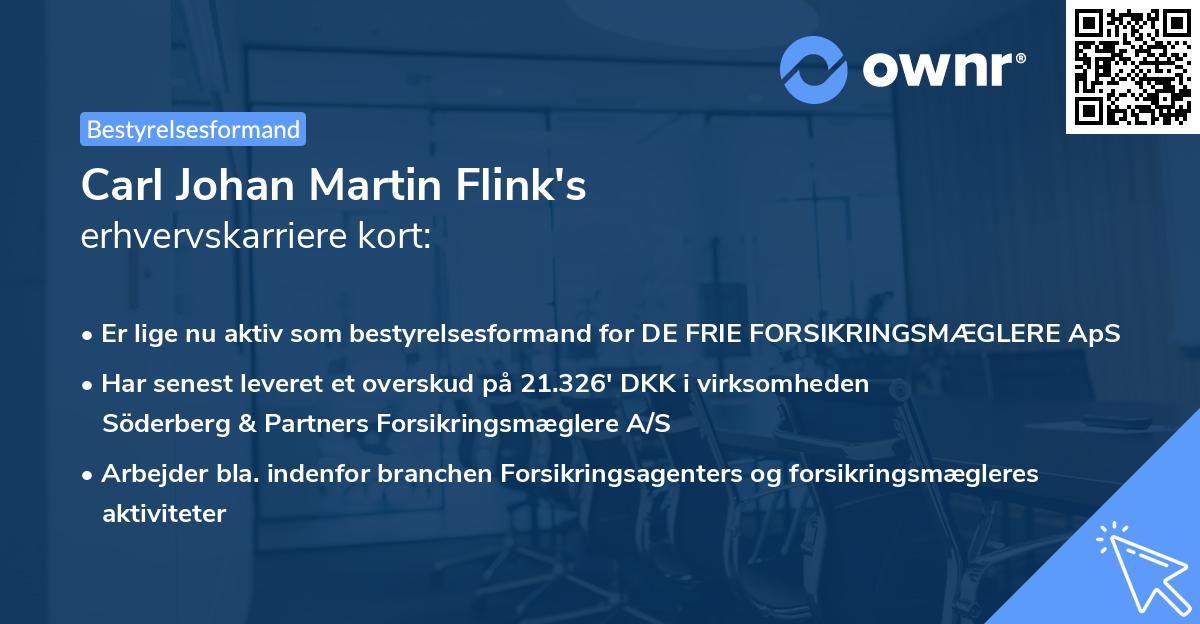 Carl Johan Martin Flink's erhvervskarriere kort