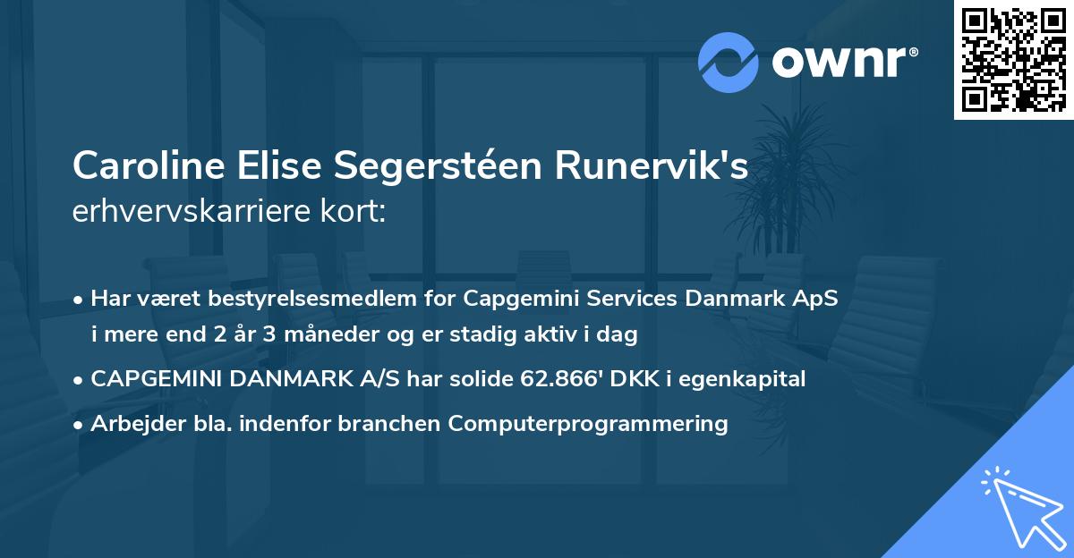 Caroline Elise Segerstéen Runervik's erhvervskarriere kort