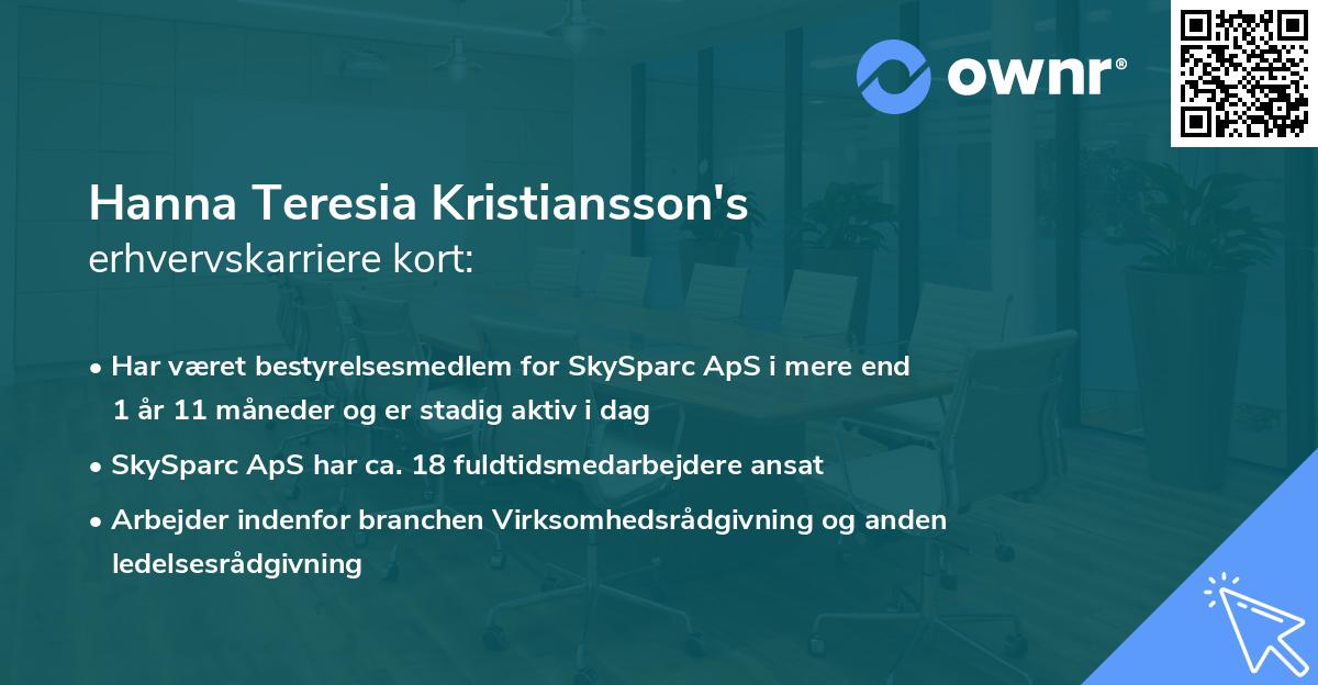 Hanna Teresia Kristiansson's erhvervskarriere kort