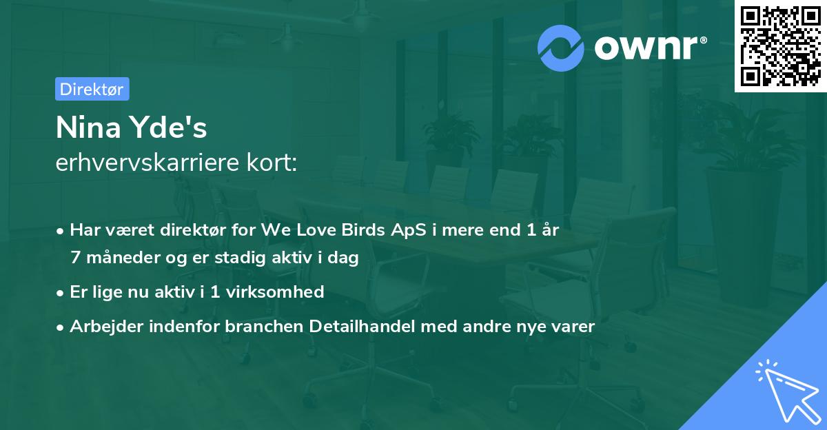 Nina Yde's erhvervskarriere kort