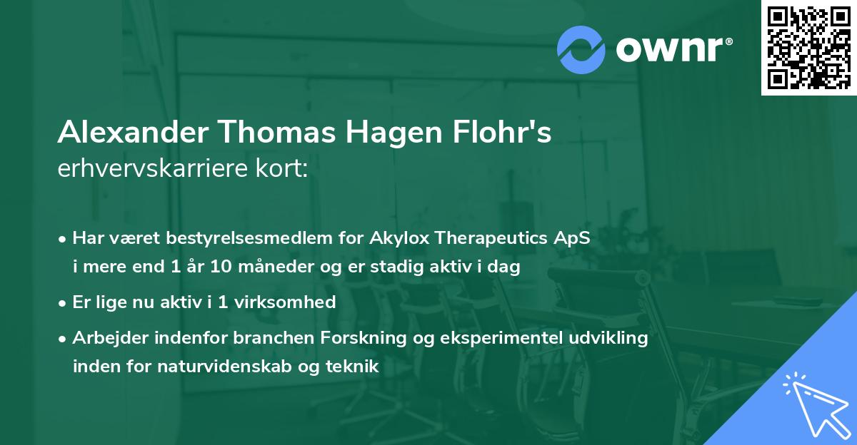 Alexander Thomas Hagen Flohr's erhvervskarriere kort