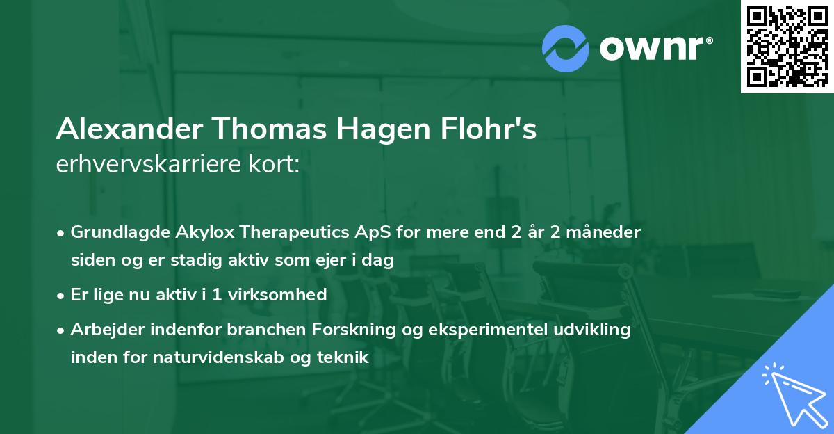 Alexander Thomas Hagen Flohr's erhvervskarriere kort