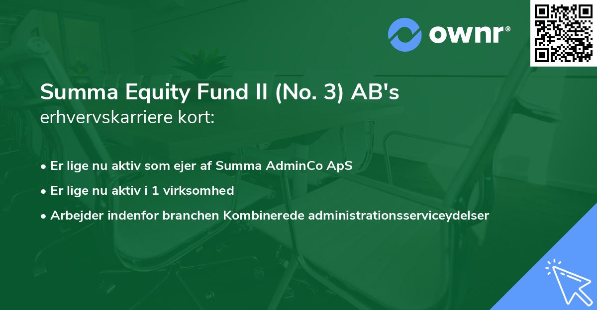 Summa Equity Fund II (No. 3) AB's erhvervskarriere kort