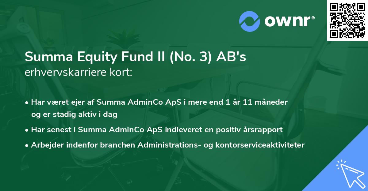 Summa Equity Fund II (No. 3) AB's erhvervskarriere kort