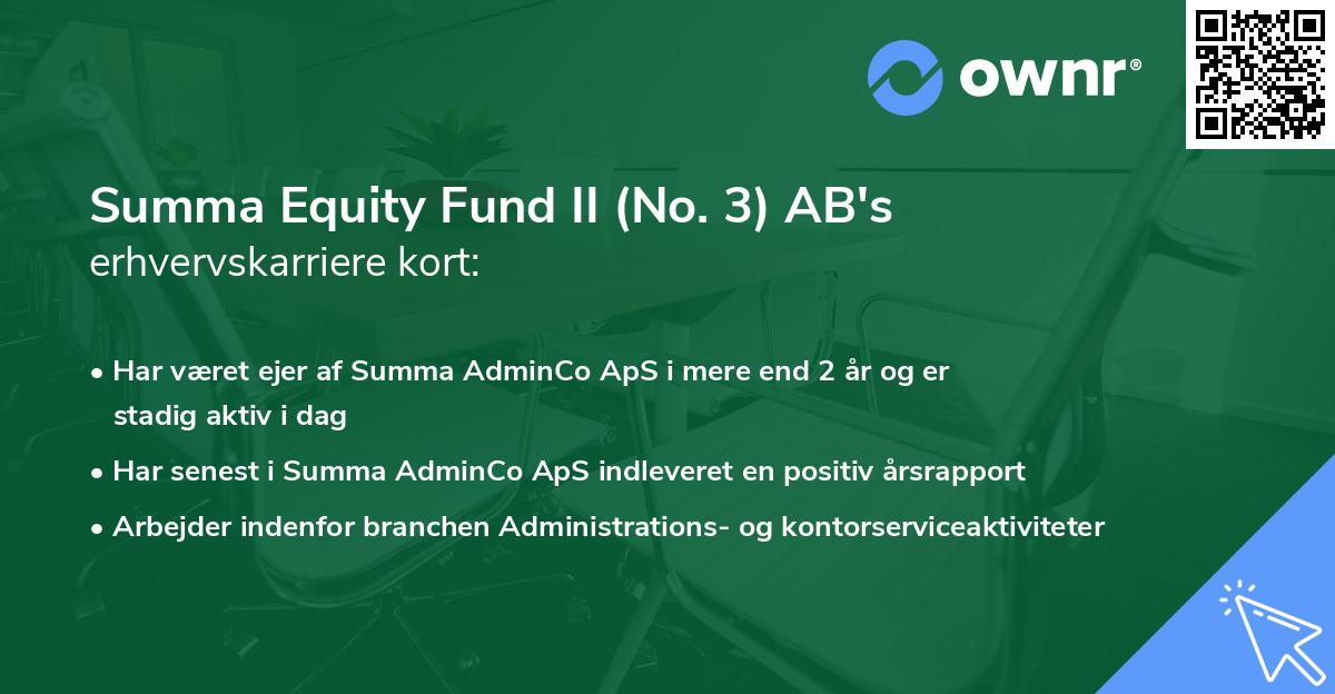 Summa Equity Fund II (No. 3) AB's erhvervskarriere kort