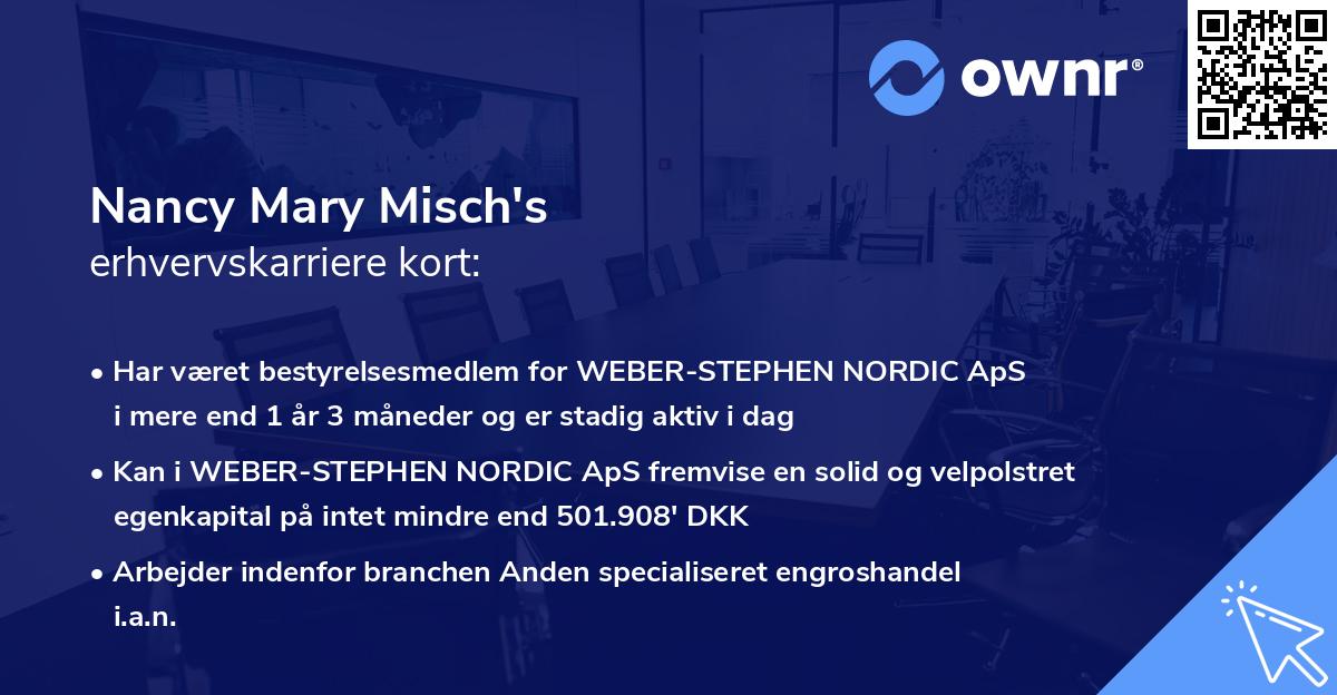 Nancy Mary Misch's erhvervskarriere kort