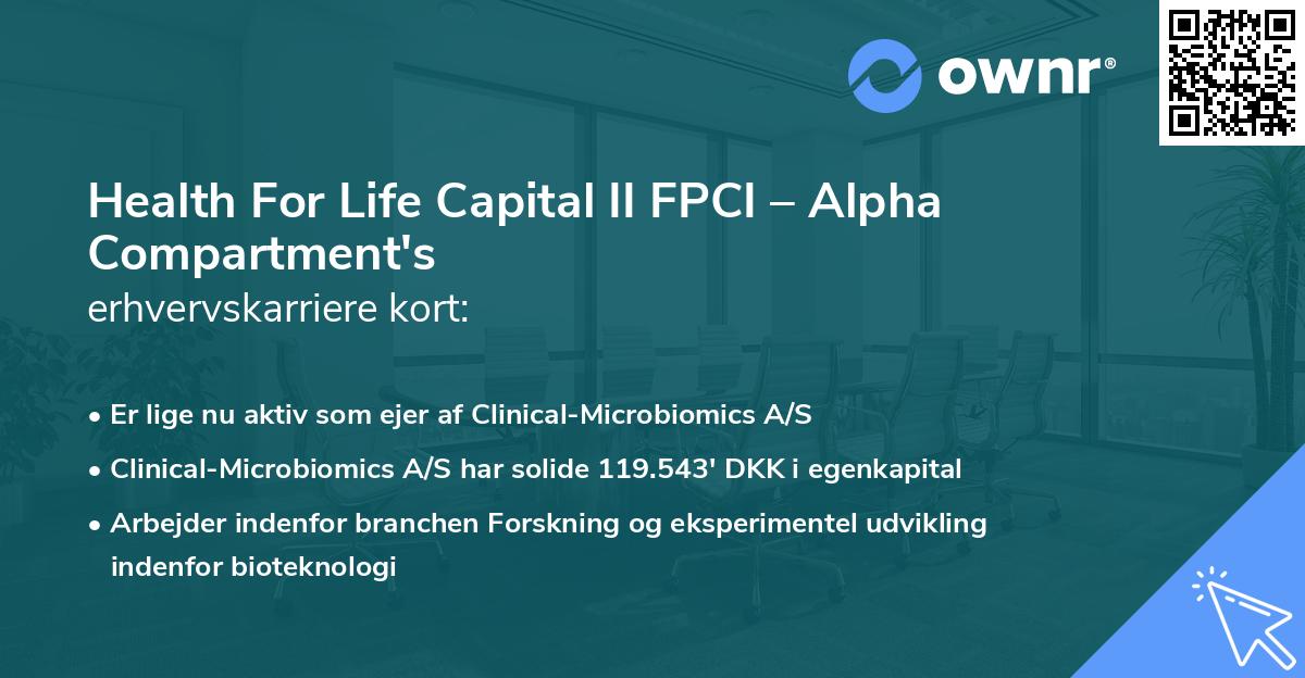 Health For Life Capital II FPCI – Alpha Compartment's erhvervskarriere kort