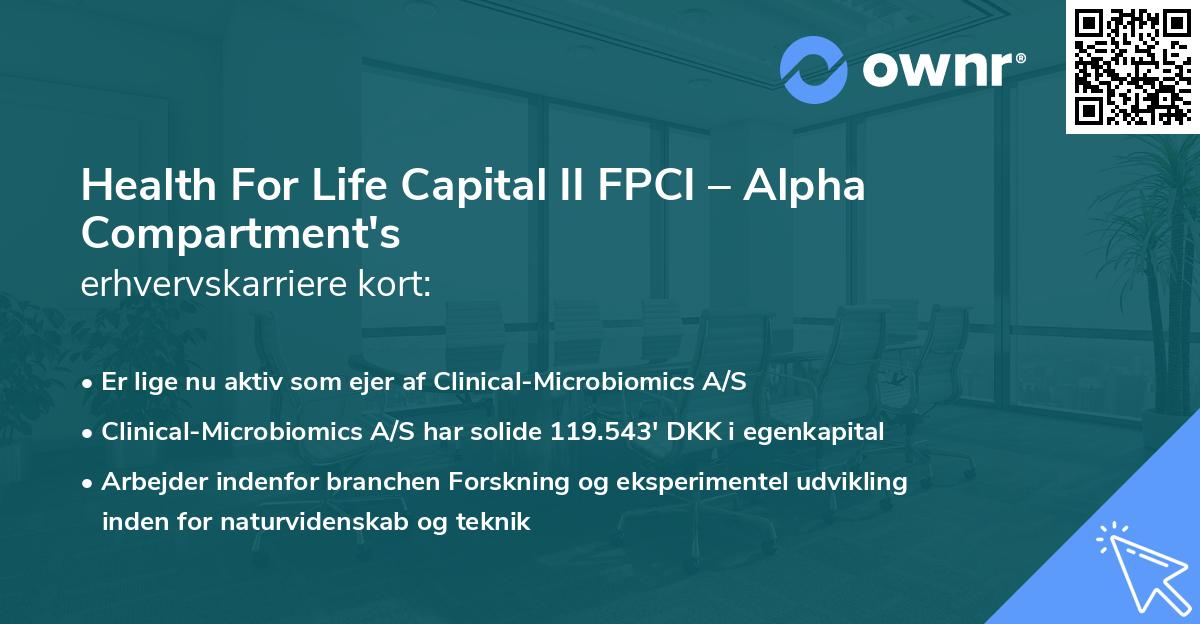 Health For Life Capital II FPCI – Alpha Compartment's erhvervskarriere kort