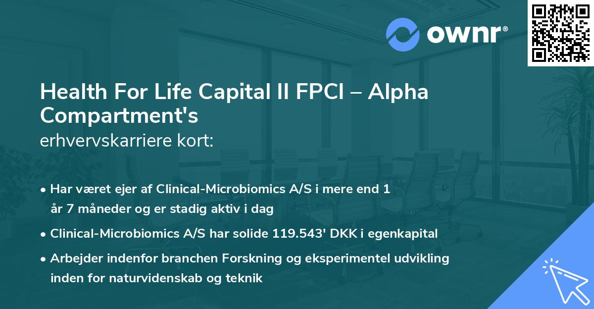 Health For Life Capital II FPCI – Alpha Compartment's erhvervskarriere kort