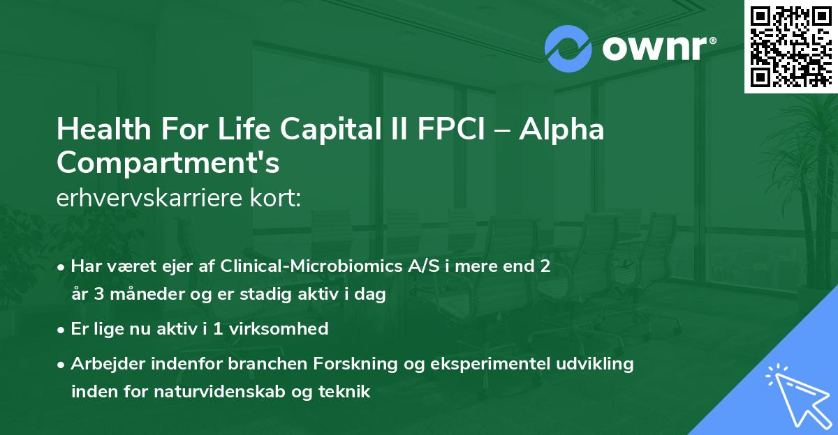 Health For Life Capital II FPCI – Alpha Compartment's erhvervskarriere kort