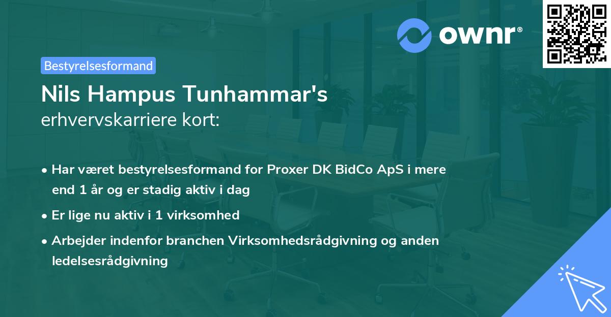 Nils Hampus Tunhammar's erhvervskarriere kort