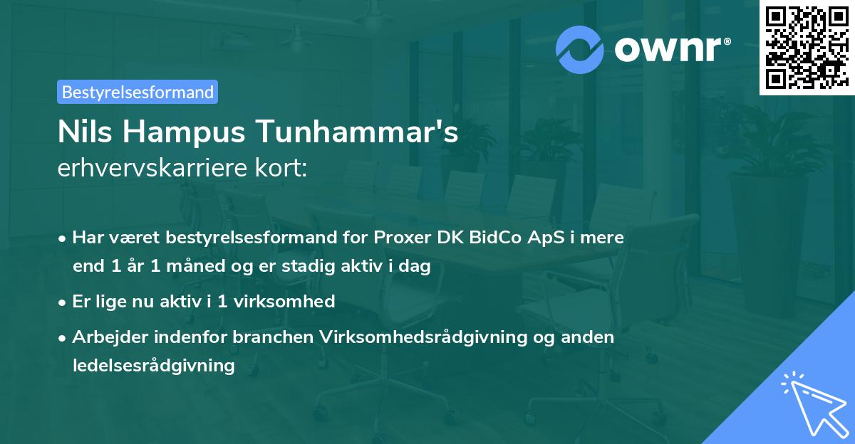 Nils Hampus Tunhammar's erhvervskarriere kort