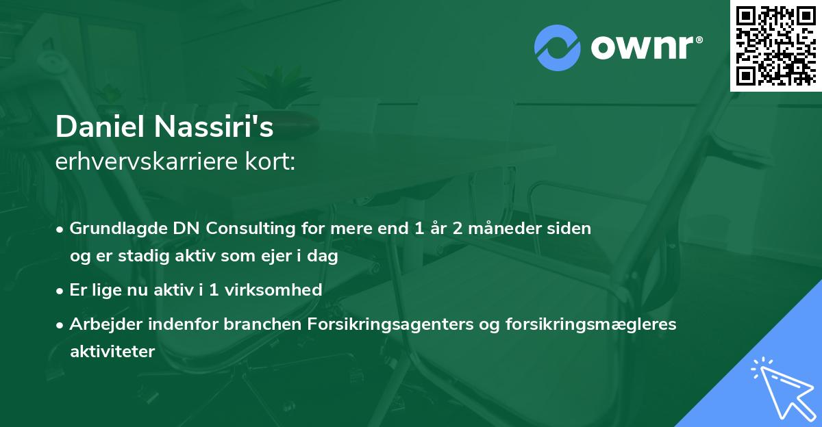 Daniel Nassiri's erhvervskarriere kort