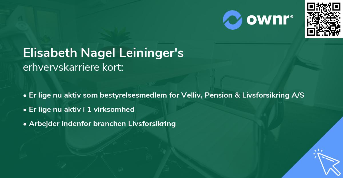 Elisabeth Nagel Leininger's erhvervskarriere kort