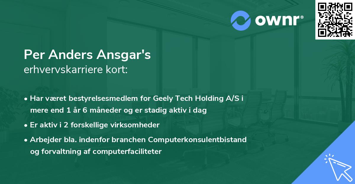 Per Anders Ansgar's erhvervskarriere kort