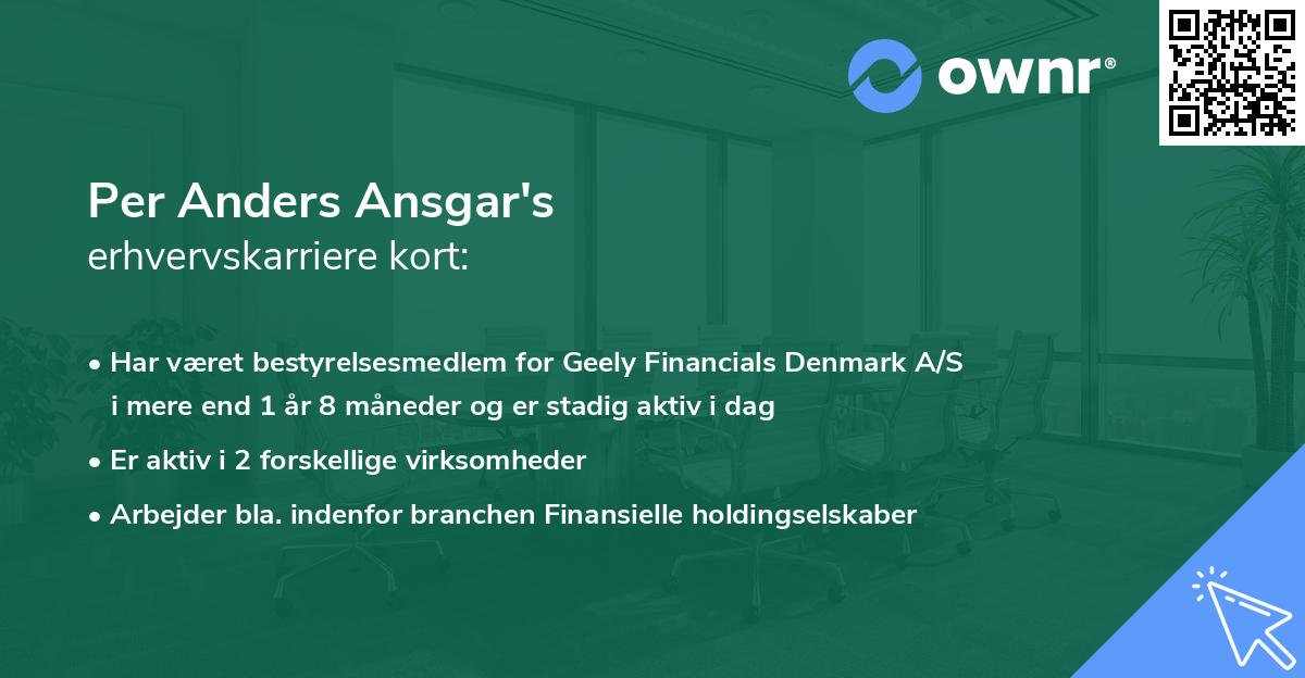 Per Anders Ansgar's erhvervskarriere kort