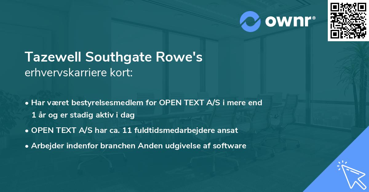 Tazewell Southgate Rowe's erhvervskarriere kort
