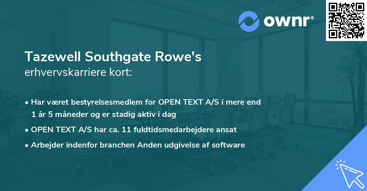 Tazewell Southgate Rowe's erhvervskarriere kort