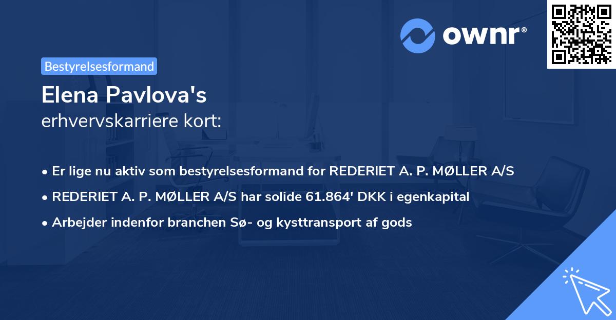 Elena Pavlova's erhvervskarriere kort