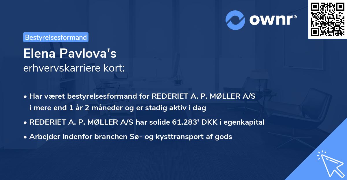 Elena Pavlova's erhvervskarriere kort