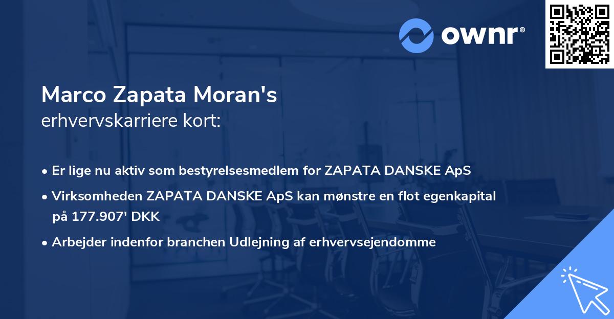 Marco Zapata Moran's erhvervskarriere kort