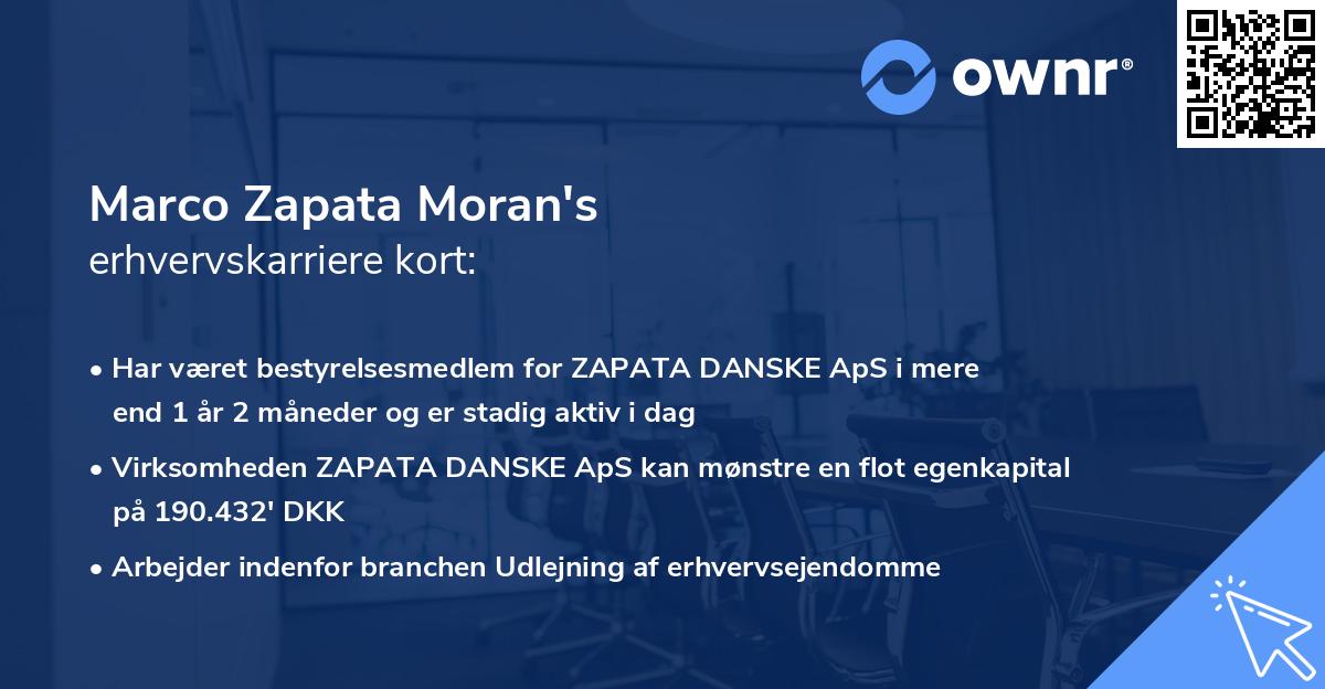 Marco Zapata Moran's erhvervskarriere kort